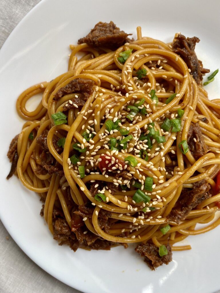 Vegan Asian Style ‘Beef’ Spaghetti