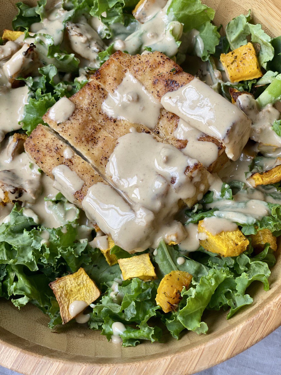 Vegan Tofu Kale Salad