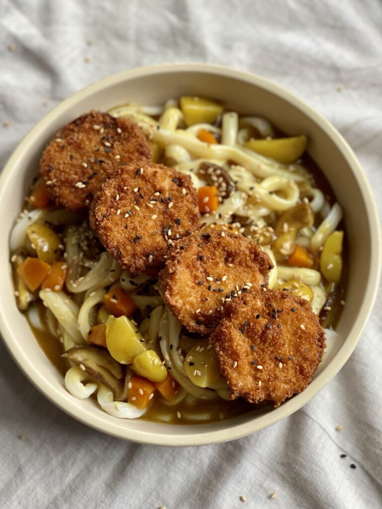 Vegan Curry Udon with Eggplant Katsu