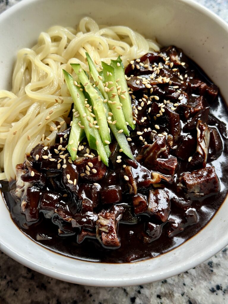 Vegan Jjajangmyeon (Korean Black Bean Noodles)