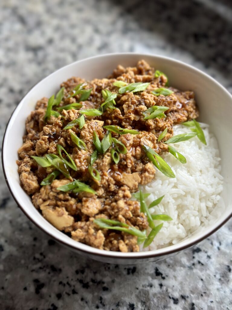 Vegan Lu Rou Fan (Taiwanese Braised Pork Rice Bowl)