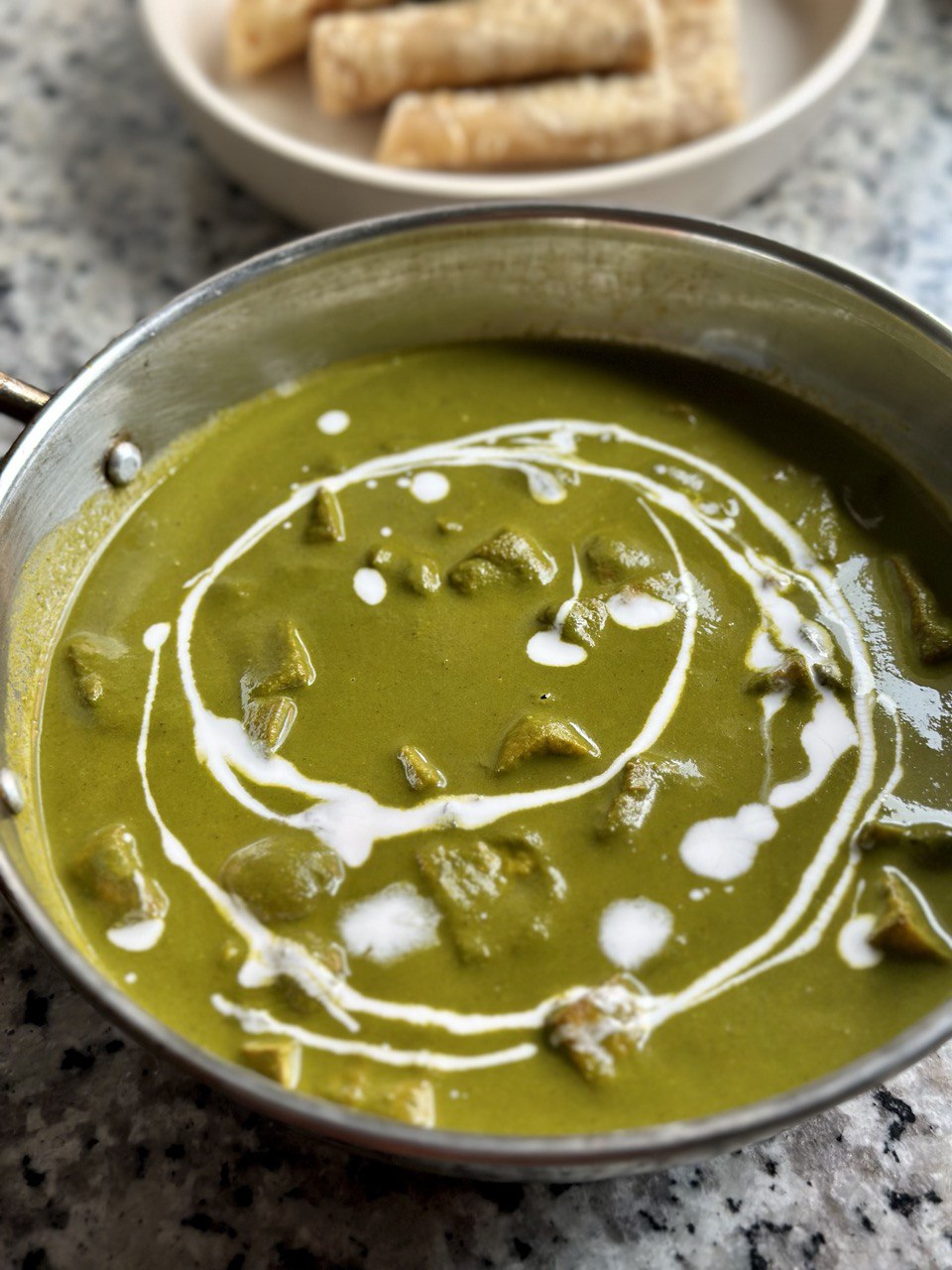 Vegan Palak Paneer with Fried Tofu