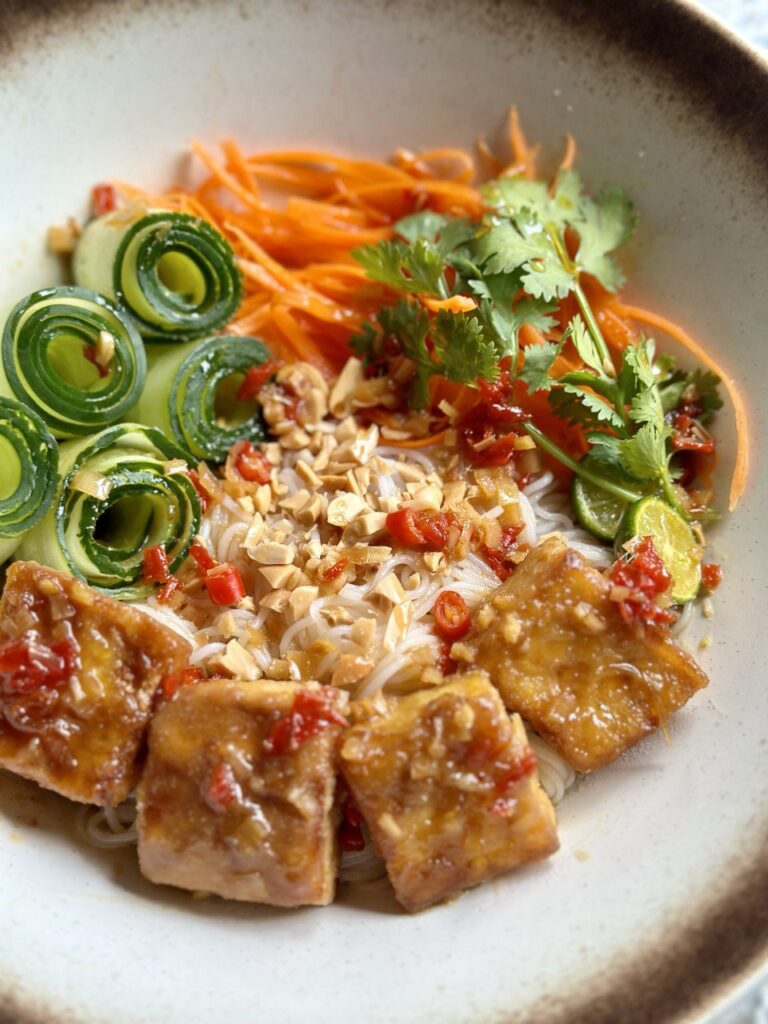 Vietnamese Rice Noodle Salad with Lemongrass Tofu