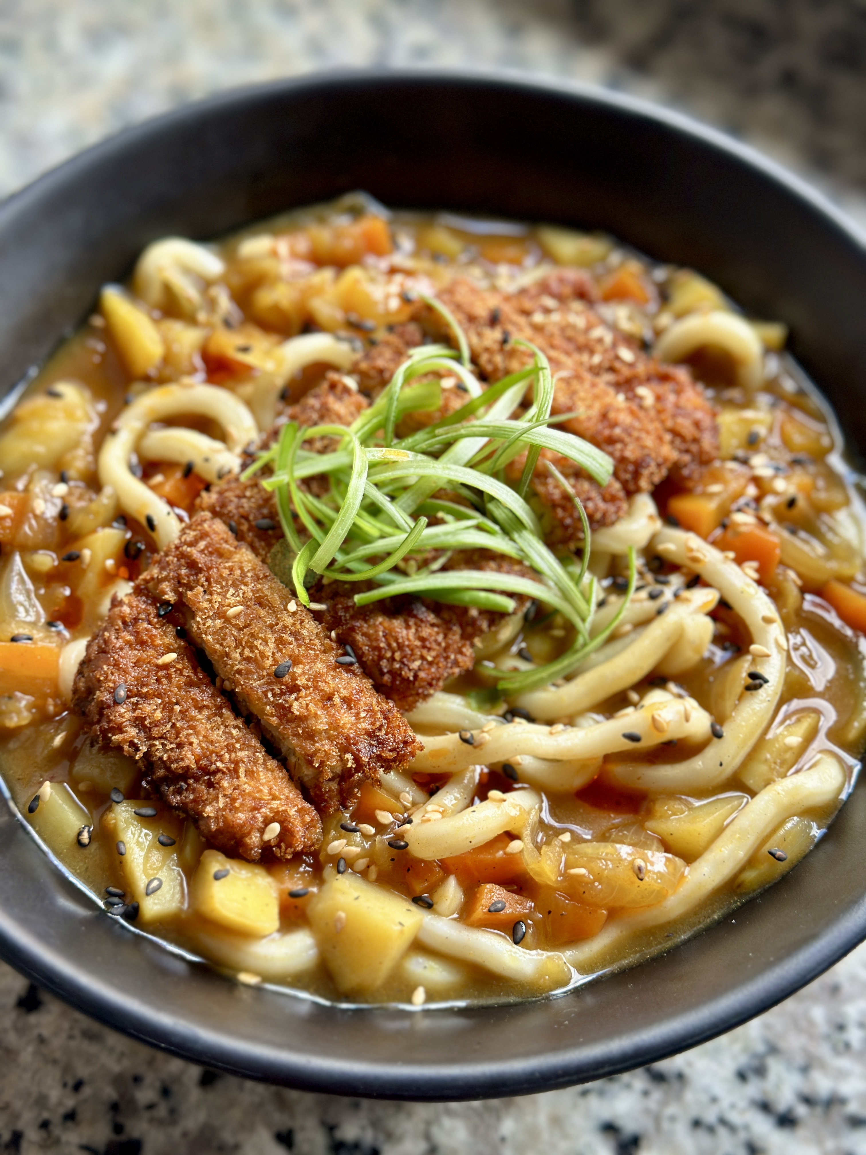 Japanese Curry Udon with Crispy Tempeh Katsu