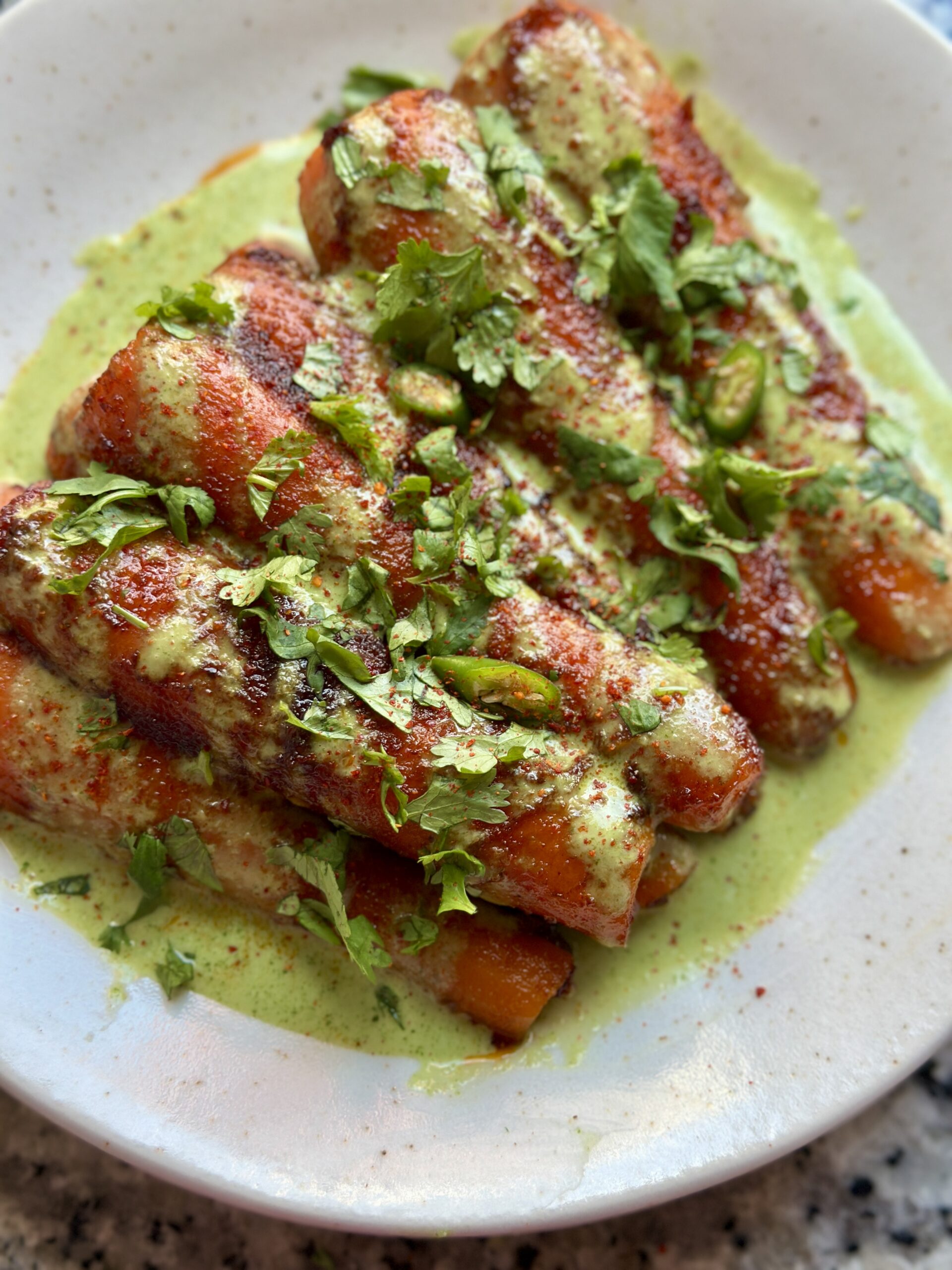 Tamarind Glazed Carrots with Herby Yogurt Dressing