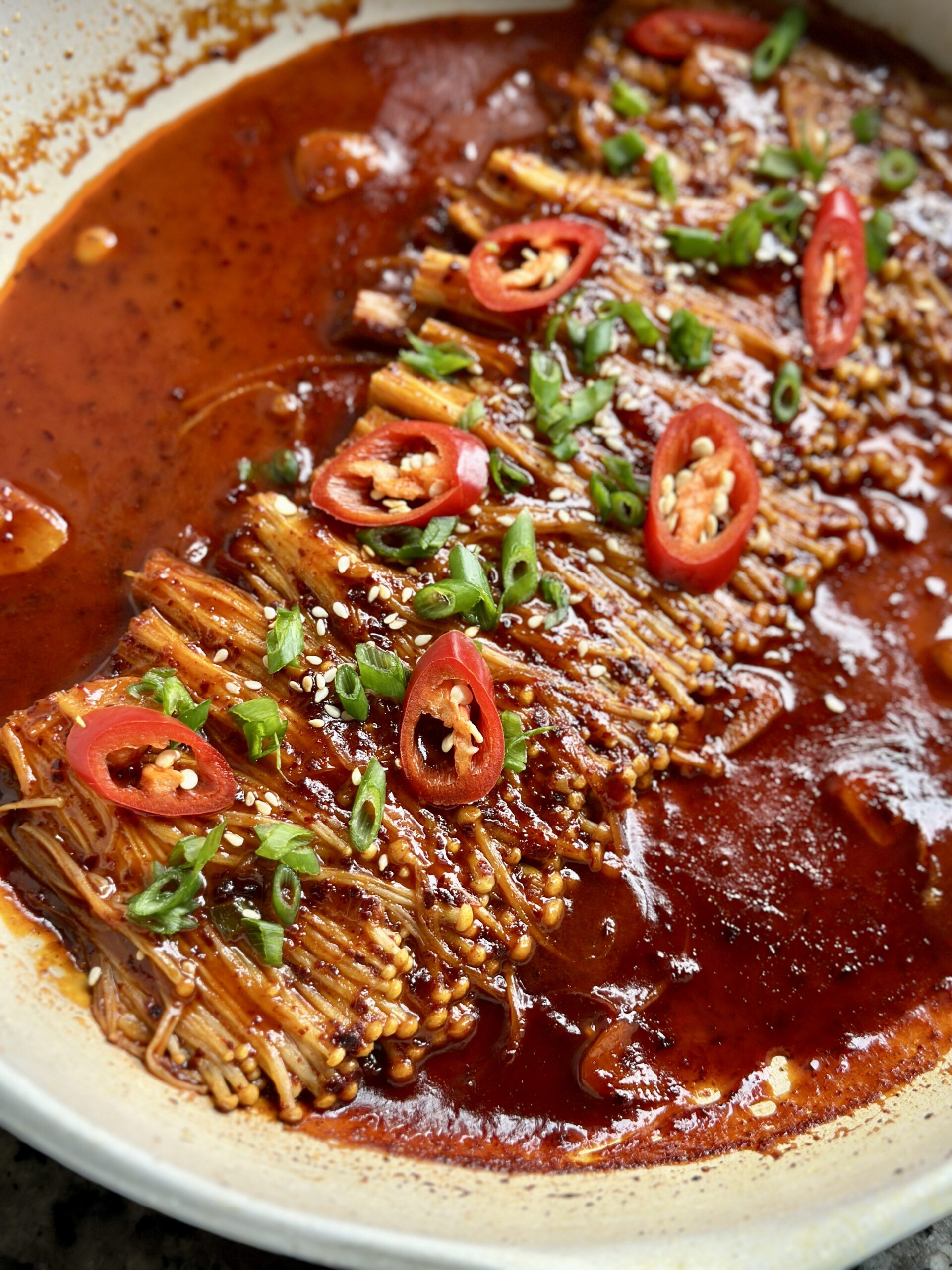 Spicy Gochujang Enoki Mushrooms