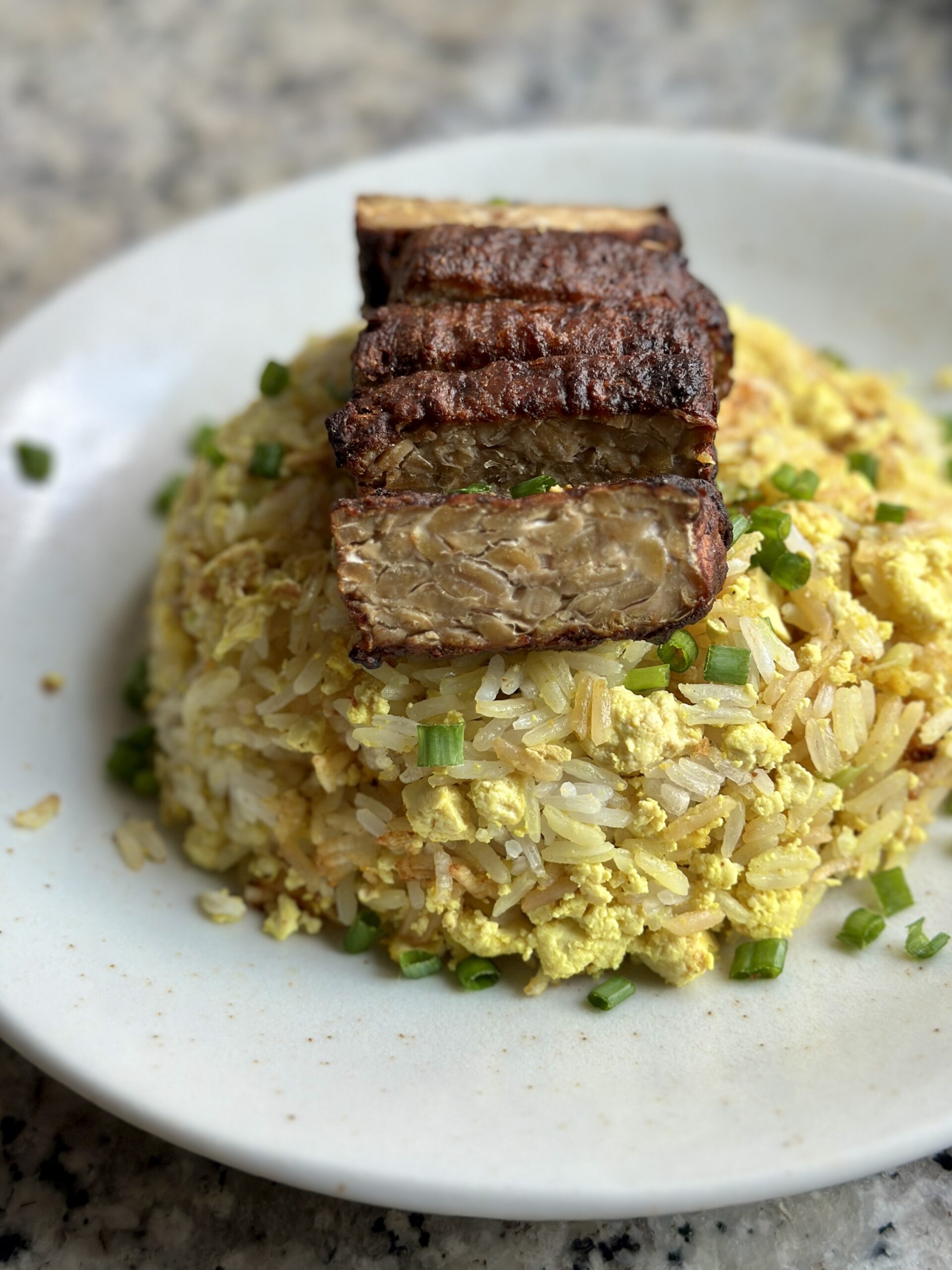 Din Tai Fung 'Egg' Fried Rice with Tempeh Chop - Brown Girl Vegan